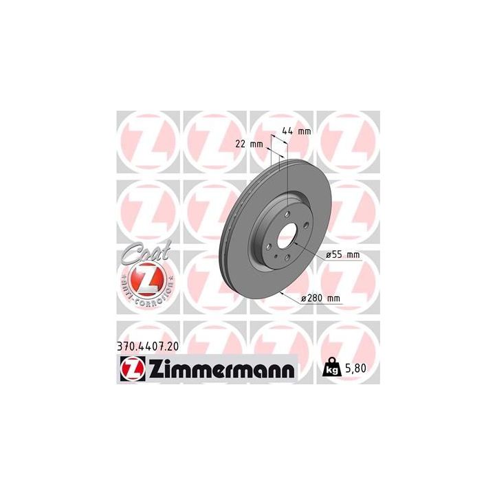 Stabdžių diskas ZIMMERMANN 370.4407.20