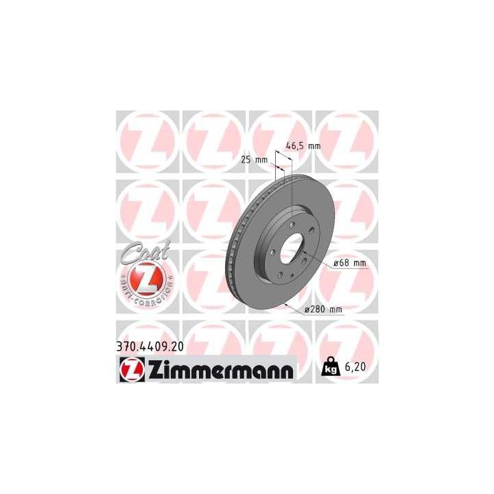 Stabdžių diskas ZIMMERMANN 370.4409.20