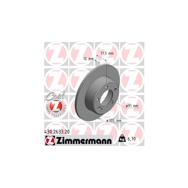 Stabdžių diskas ZIMMERMANN 430.2633.20