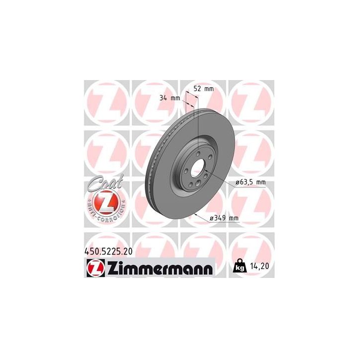 Stabdžių diskas ZIMMERMANN 450.5225.20