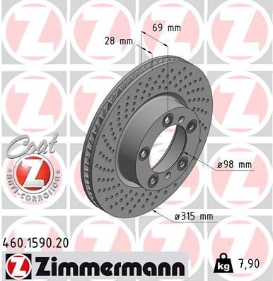 Stabdžių diskas ZIMMERMANN 460.1590.20