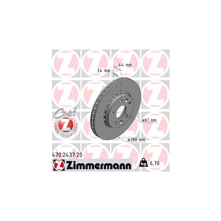Stabdžių diskas ZIMMERMANN 470.2437.20