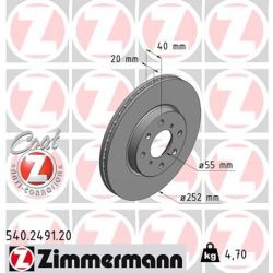 Stabdžių diskas ZIMMERMANN 540.2491.20