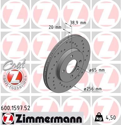 Stabdžių diskas ZIMMERMANN 600.1597.52