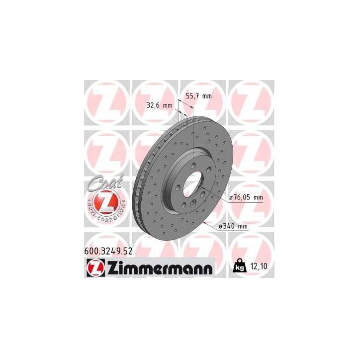 Stabdžių diskas ZIMMERMANN 600.3249.52