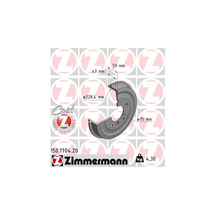 Stabdžių būgnas ZIMMERMANN 150.1704.20