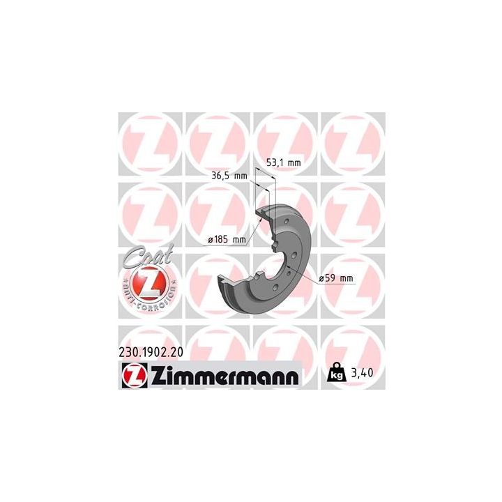 Stabdžių būgnas ZIMMERMANN 230.1902.20