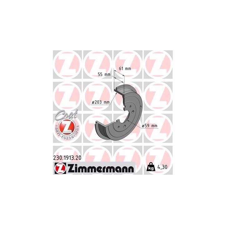 Stabdžių būgnas ZIMMERMANN 230.1913.20