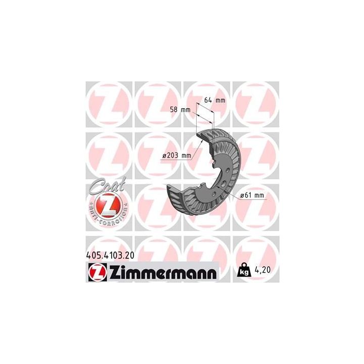 Stabdžių būgnas ZIMMERMANN 405.4103.20