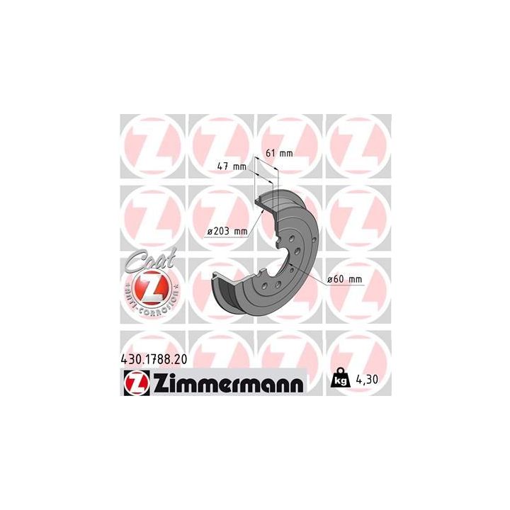 Stabdžių būgnas ZIMMERMANN 430.1788.20