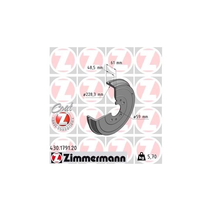 Stabdžių būgnas ZIMMERMANN 430.1791.20