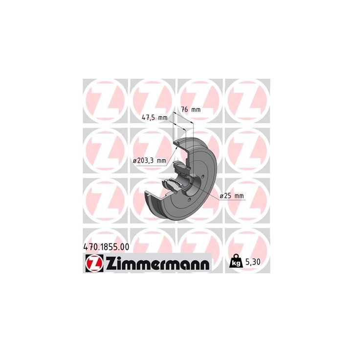 Stabdžių būgnas ZIMMERMANN 470.1855.00