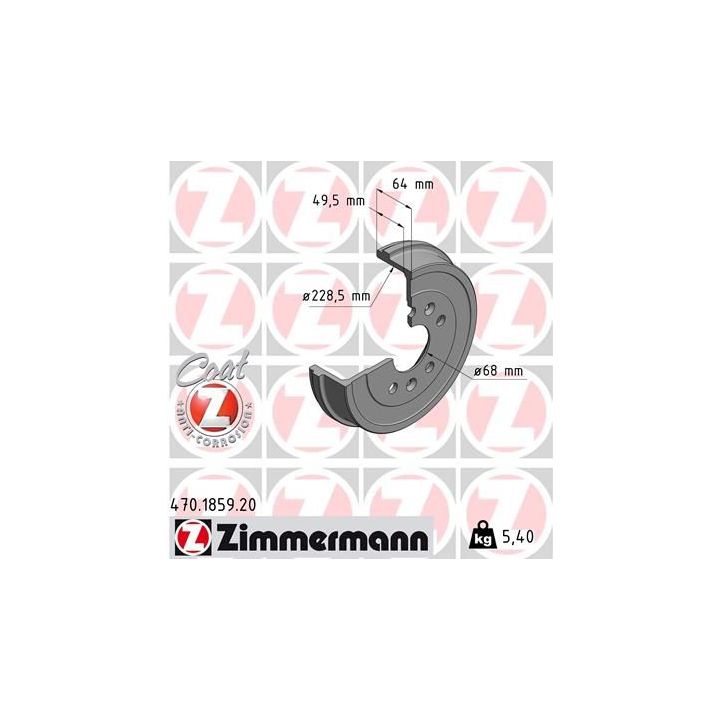 Stabdžių būgnas ZIMMERMANN 470.1859.20