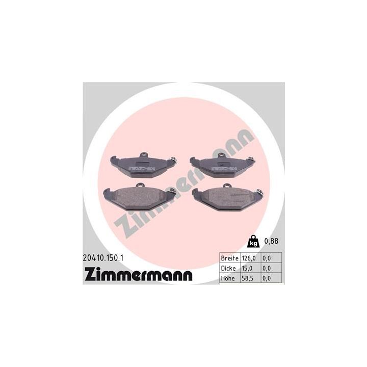 Stabdžių trinkelių rinkinys, diskinis stabdys ZIMMERMANN 20410.150.1