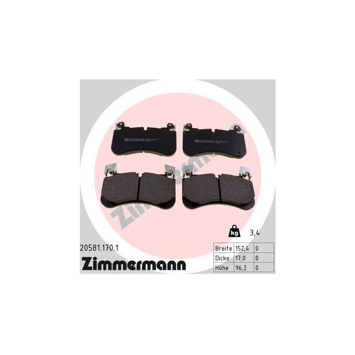 Stabdžių trinkelių rinkinys, diskinis stabdys ZIMMERMANN 20581.170.1