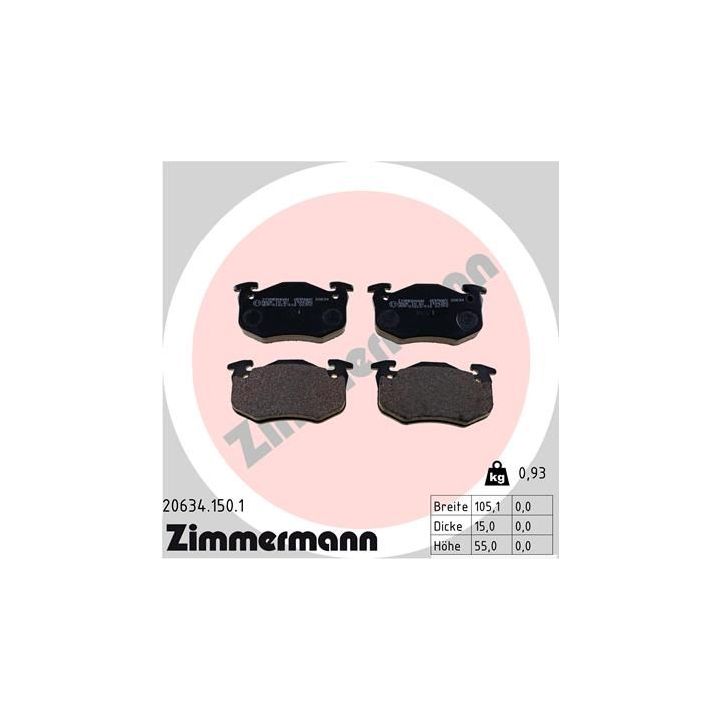 Stabdžių trinkelių rinkinys, diskinis stabdys ZIMMERMANN 20634.150.1