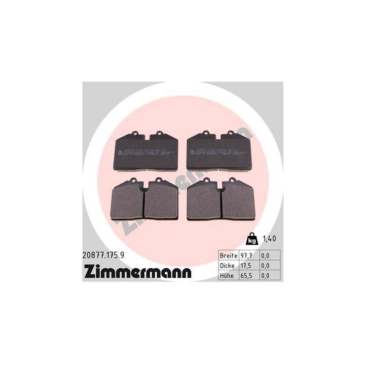 Stabdžių trinkelių rinkinys, diskinis stabdys ZIMMERMANN 20877.175.9