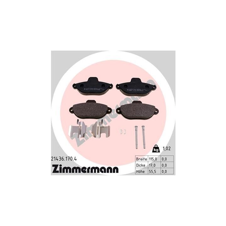 Stabdžių trinkelių rinkinys, diskinis stabdys ZIMMERMANN 21436.170.4