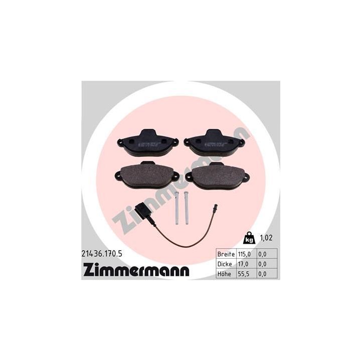 Stabdžių trinkelių rinkinys, diskinis stabdys ZIMMERMANN 21436.170.5