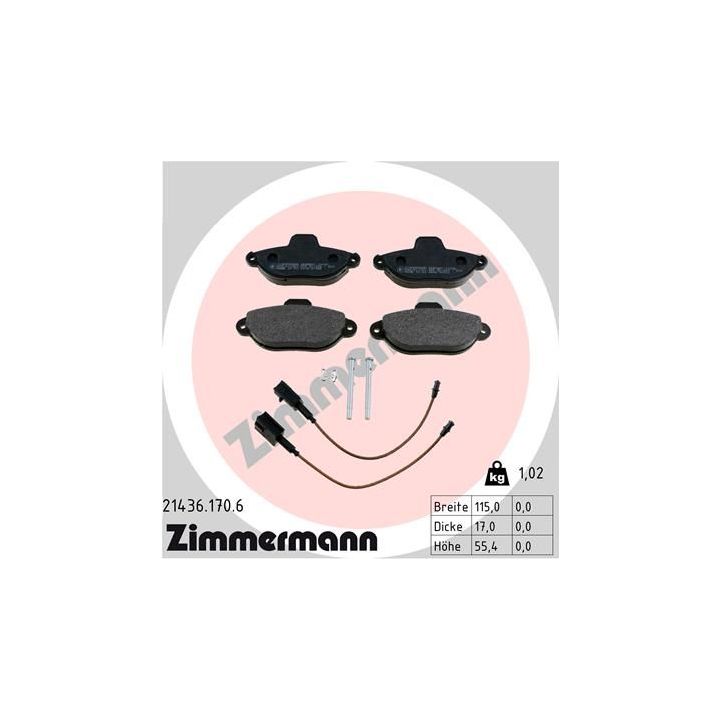 Stabdžių trinkelių rinkinys, diskinis stabdys ZIMMERMANN 21436.170.6