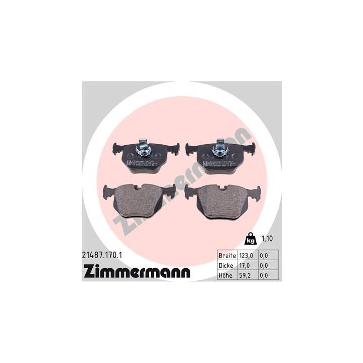 Stabdžių trinkelių rinkinys, diskinis stabdys ZIMMERMANN 21487.170.1