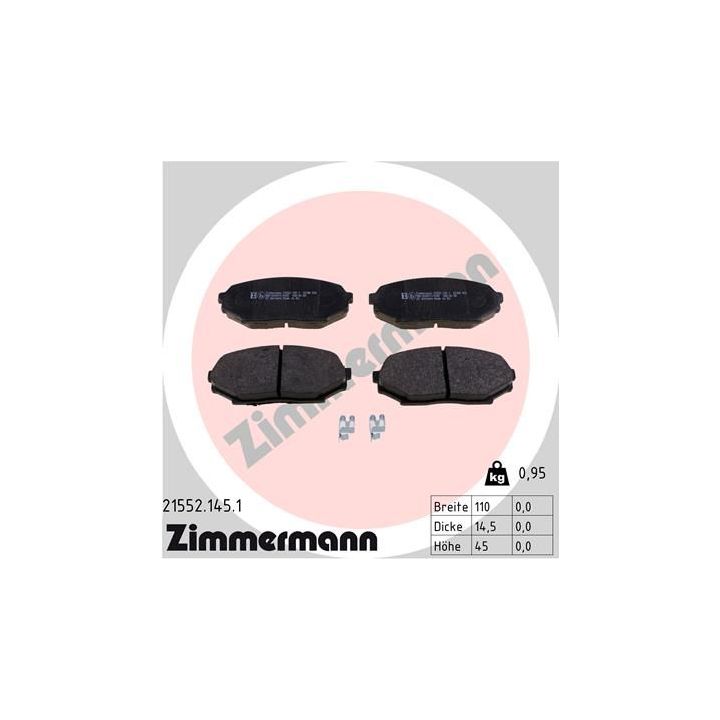 Stabdžių trinkelių rinkinys, diskinis stabdys ZIMMERMANN 21552.145.1