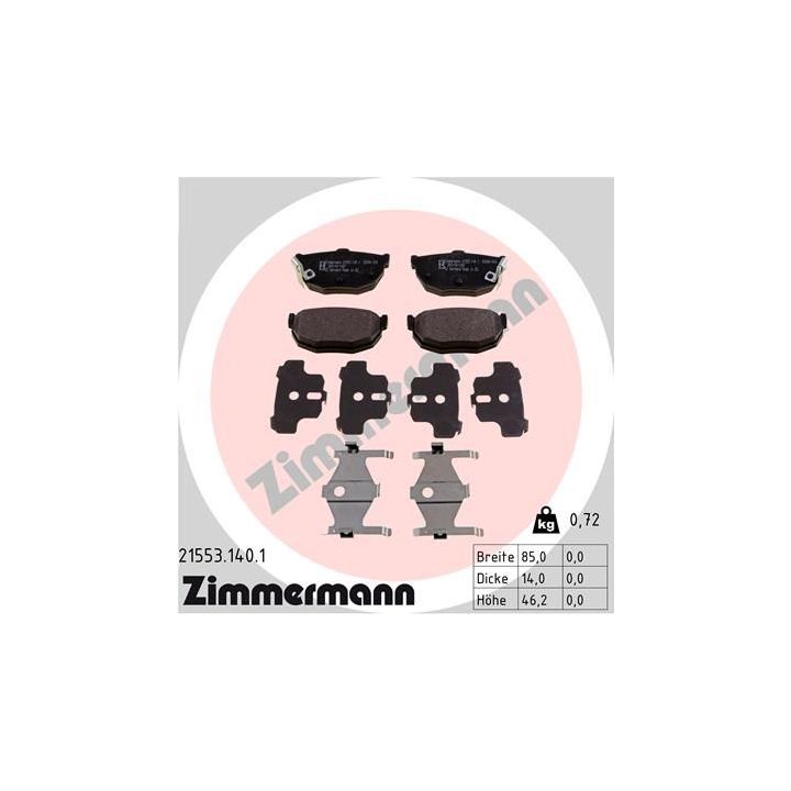 Stabdžių trinkelių rinkinys, diskinis stabdys ZIMMERMANN 21553.140.1