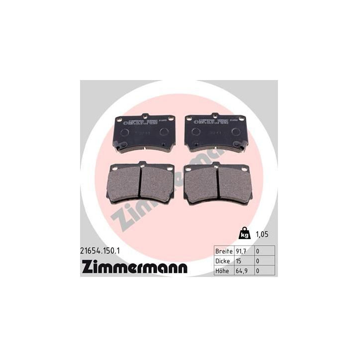 Stabdžių trinkelių rinkinys, diskinis stabdys ZIMMERMANN 21654.150.1