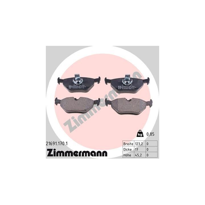 Stabdžių trinkelių rinkinys, diskinis stabdys ZIMMERMANN 21691.170.1