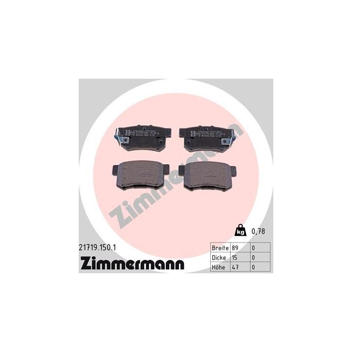Stabdžių trinkelių rinkinys, diskinis stabdys ZIMMERMANN 21719.150.1