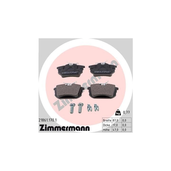 Stabdžių trinkelių rinkinys, diskinis stabdys ZIMMERMANN 21861.170.1