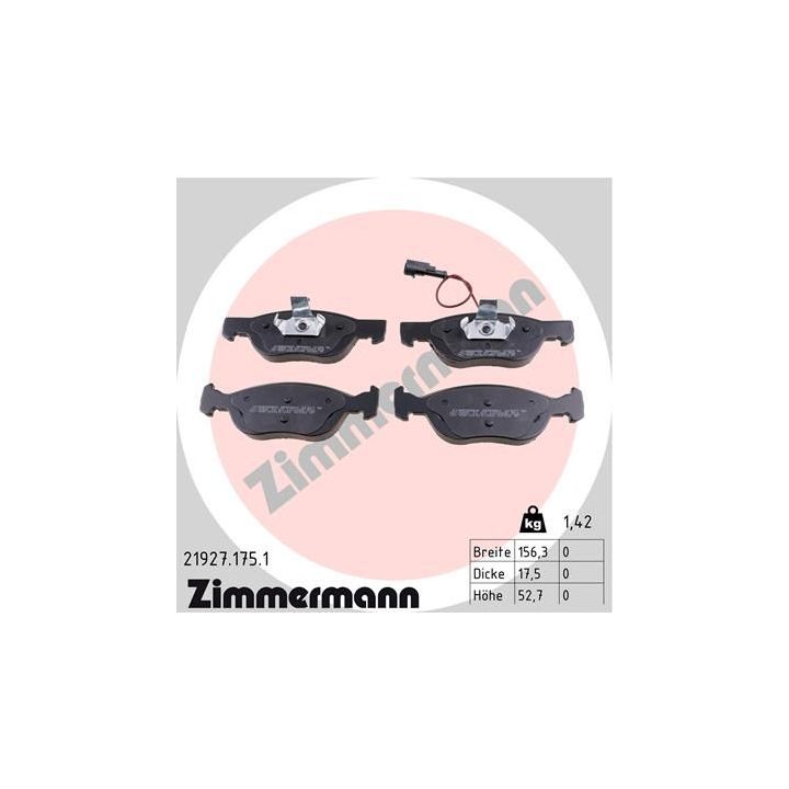 Stabdžių trinkelių rinkinys, diskinis stabdys ZIMMERMANN 21927.175.1