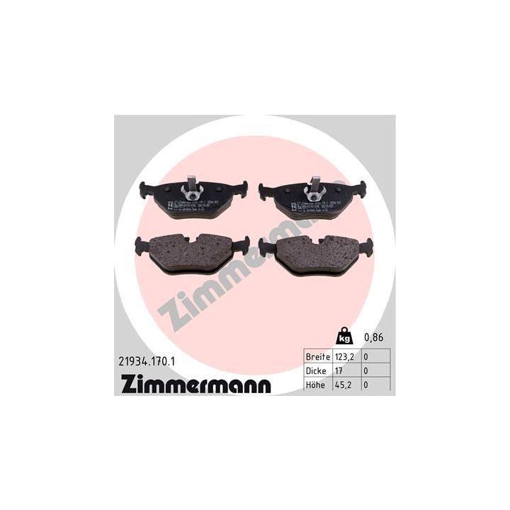 Stabdžių trinkelių rinkinys, diskinis stabdys ZIMMERMANN 21934.170.1