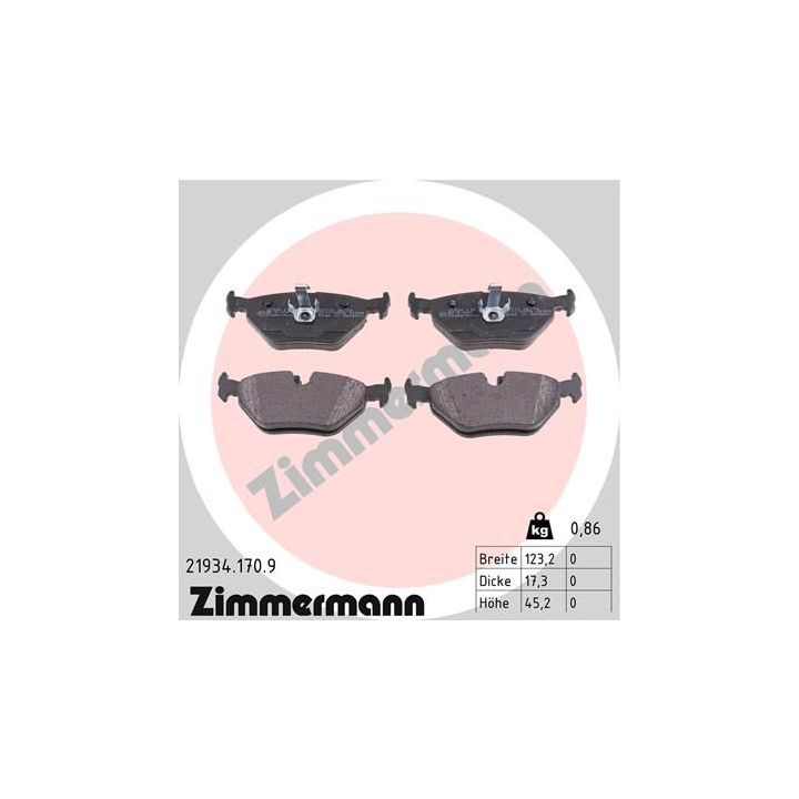 Stabdžių trinkelių rinkinys, diskinis stabdys ZIMMERMANN 21934.170.9
