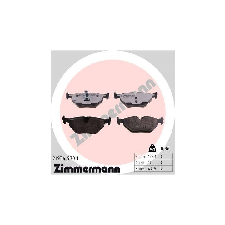 Stabdžių trinkelių rinkinys, diskinis stabdys ZIMMERMANN 21934.970.1