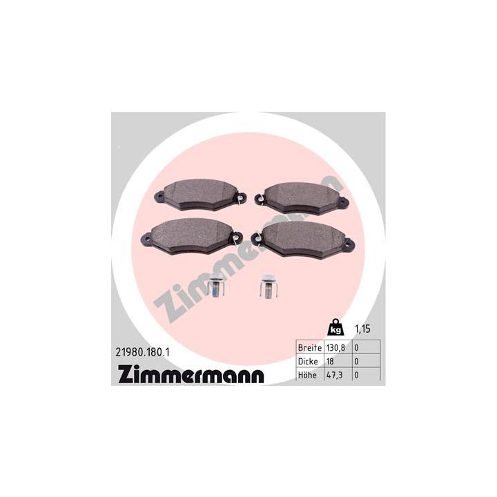 Stabdžių trinkelių rinkinys, diskinis stabdys ZIMMERMANN 21980.180.1