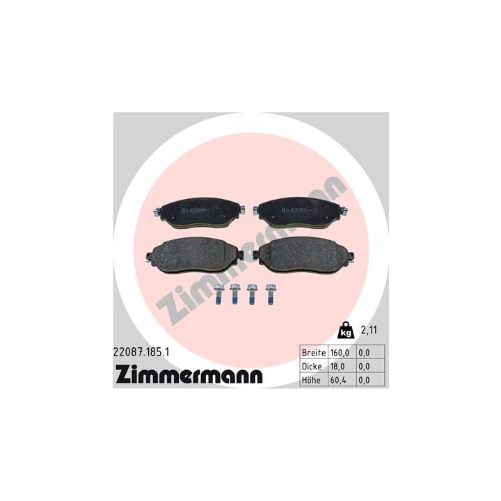 Stabdžių trinkelių rinkinys, diskinis stabdys ZIMMERMANN 22087.185.1