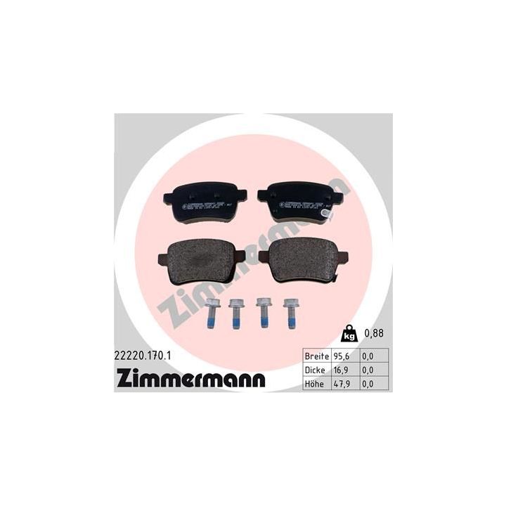 Stabdžių trinkelių rinkinys, diskinis stabdys ZIMMERMANN 22220.170.1