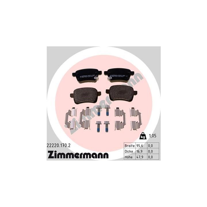 Stabdžių trinkelių rinkinys, diskinis stabdys ZIMMERMANN 22220.170.2