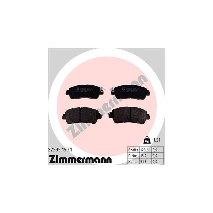 Stabdžių trinkelių rinkinys, diskinis stabdys ZIMMERMANN 22235.150.1