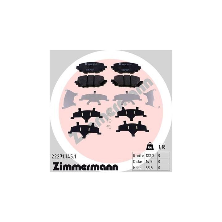 Stabdžių trinkelių rinkinys, diskinis stabdys ZIMMERMANN 22271.145.1