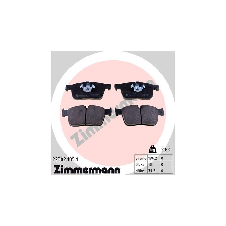 Stabdžių trinkelių rinkinys, diskinis stabdys ZIMMERMANN 22302.185.1