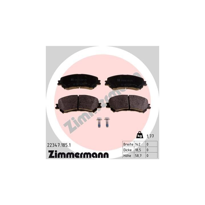 Stabdžių trinkelių rinkinys, diskinis stabdys ZIMMERMANN 22347.185.1