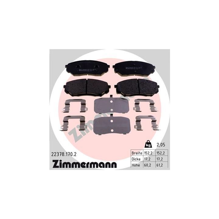 Stabdžių trinkelių rinkinys, diskinis stabdys ZIMMERMANN 22378.170.2