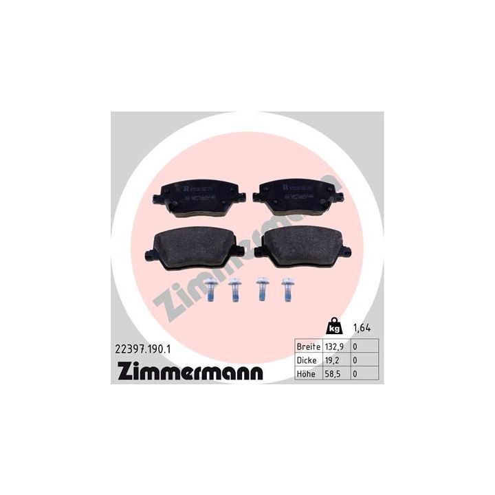 Stabdžių trinkelių rinkinys, diskinis stabdys ZIMMERMANN 22397.190.1