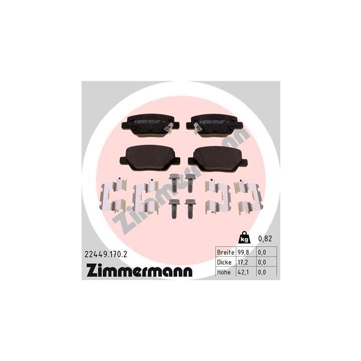 Stabdžių trinkelių rinkinys, diskinis stabdys ZIMMERMANN 22449.170.2