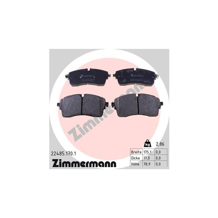 Stabdžių trinkelių rinkinys, diskinis stabdys ZIMMERMANN 22485.170.1