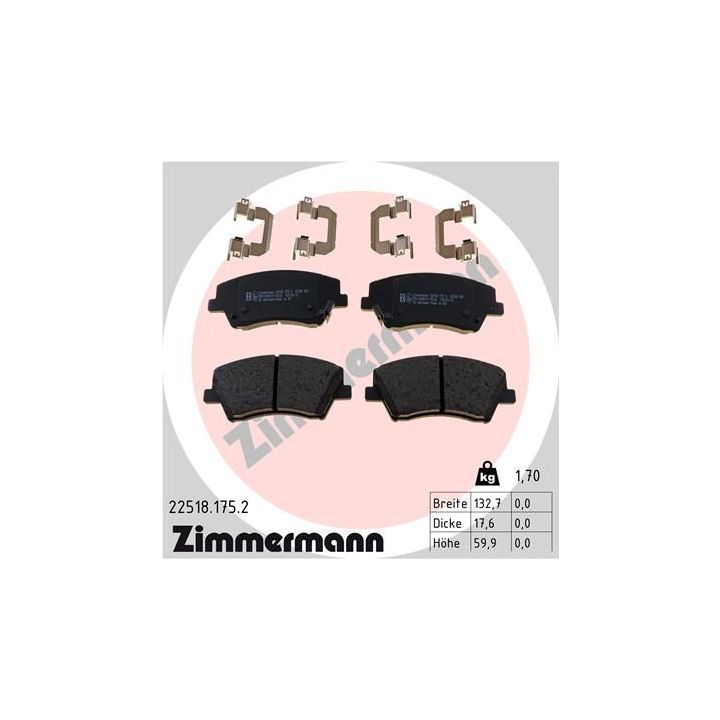 Stabdžių trinkelių rinkinys, diskinis stabdys ZIMMERMANN 22518.175.2