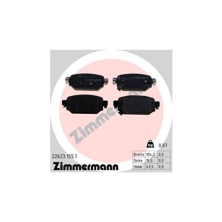 Stabdžių trinkelių rinkinys, diskinis stabdys ZIMMERMANN 22623.155.1