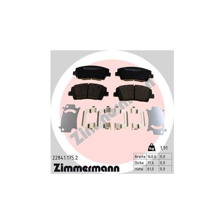 Stabdžių trinkelių rinkinys, diskinis stabdys ZIMMERMANN 22841.175.2